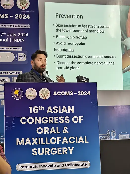 Dr. Akash Rajput presenting at ACOMS 2026, the Asian Congress of Oral & Maxillofacial Surgery